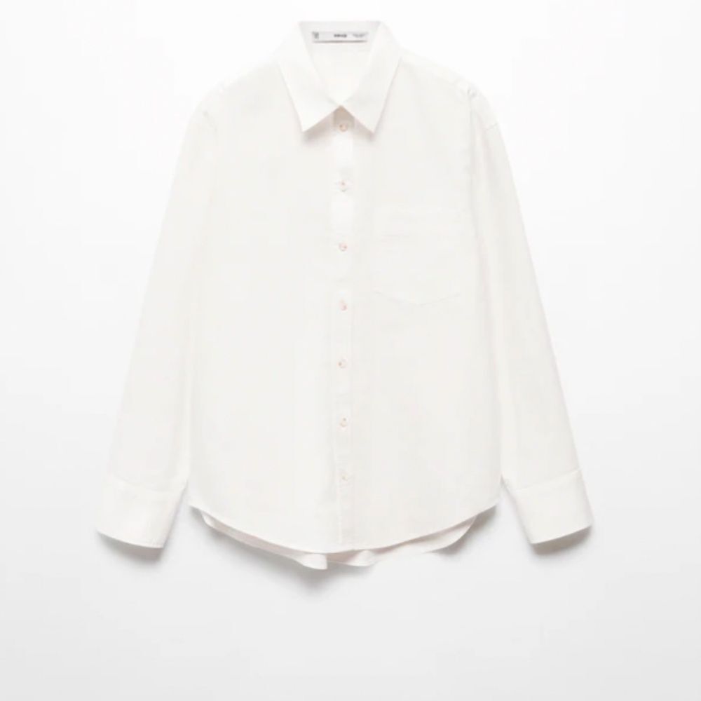 White Long Sleeve Shirt, Mango 100% Cotton, Size XS (2), New, Classic, Casual